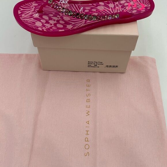Women’s Sophia, Webster, pink and crystal flip-flops size 36 - Picture 7 of 8